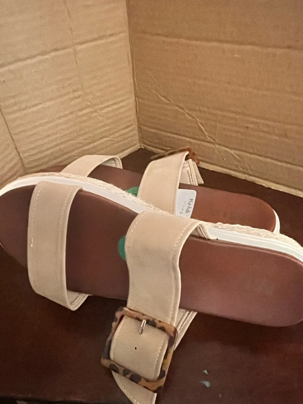 MIA Tan Double-Strap Slide Sandals with Buckle Accent - Picture 14 of 14